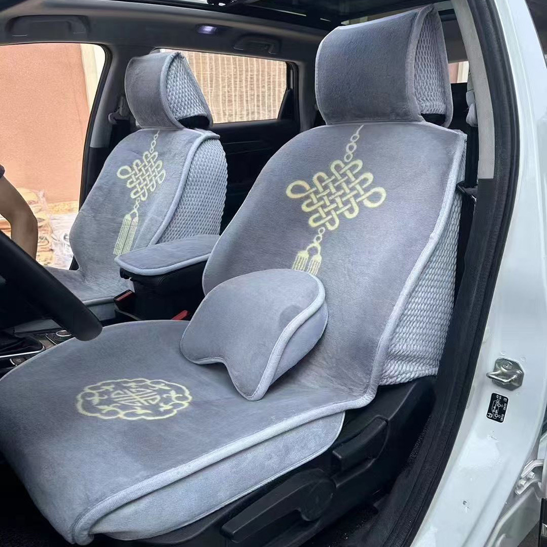 秋冬季加厚短毛绒汽车坐垫四季通用全包围民族风坐垫跨境出口厂家