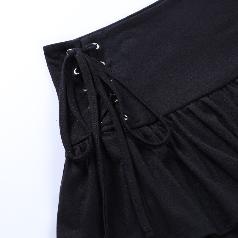 Black High-Waist Layered Ruffled Skirt NSGYB97718