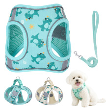 跨境新款狗狗牵引绳防挣脱透气中小型狗胸背带反光可伸缩遛狗绳子