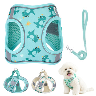 Cross-Border New Dog Leash Anti-Breakaway Breathable Small and Medium-Sized Dog Harness Reflective Retractable Dog Walking Rope