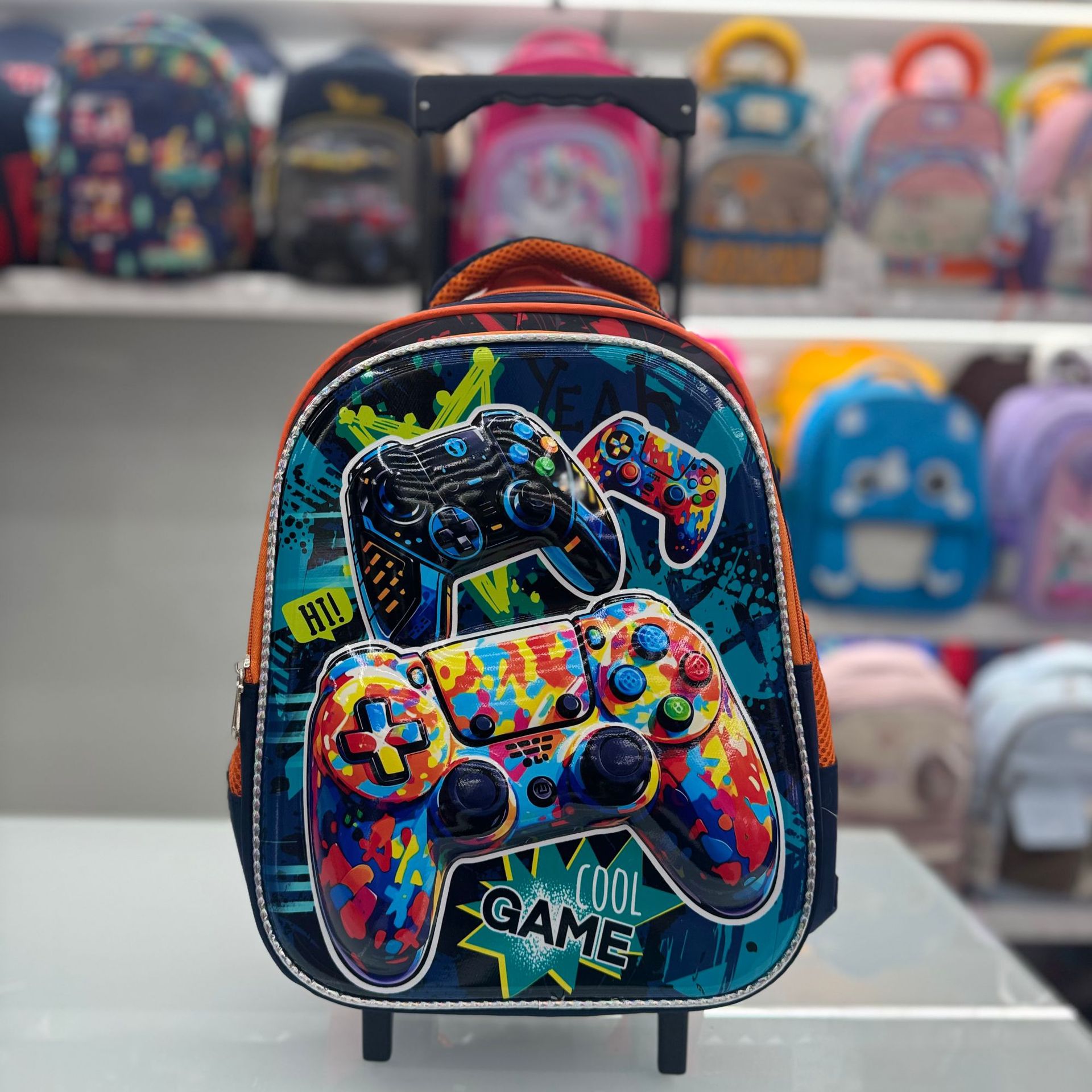 Mochila Escolar con Ruedas Infantil 3D 14 Pulgadas de Nailon Impermeable y Ligera para Escuela