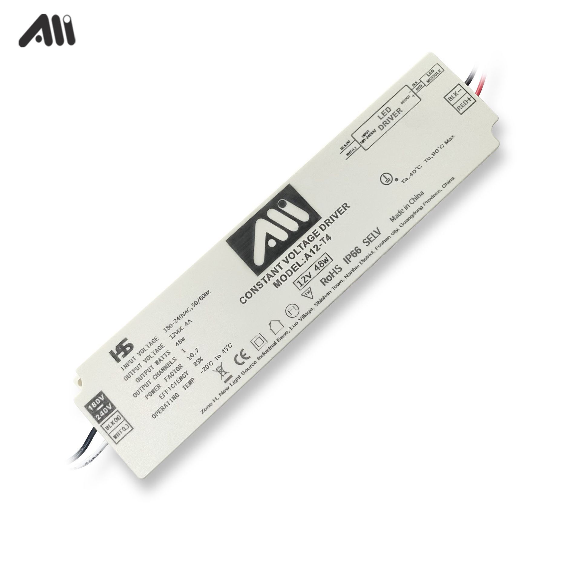 IP65防水恒压超薄驱动电源 镜柜酒柜床头柜智能家居电源12V 48W