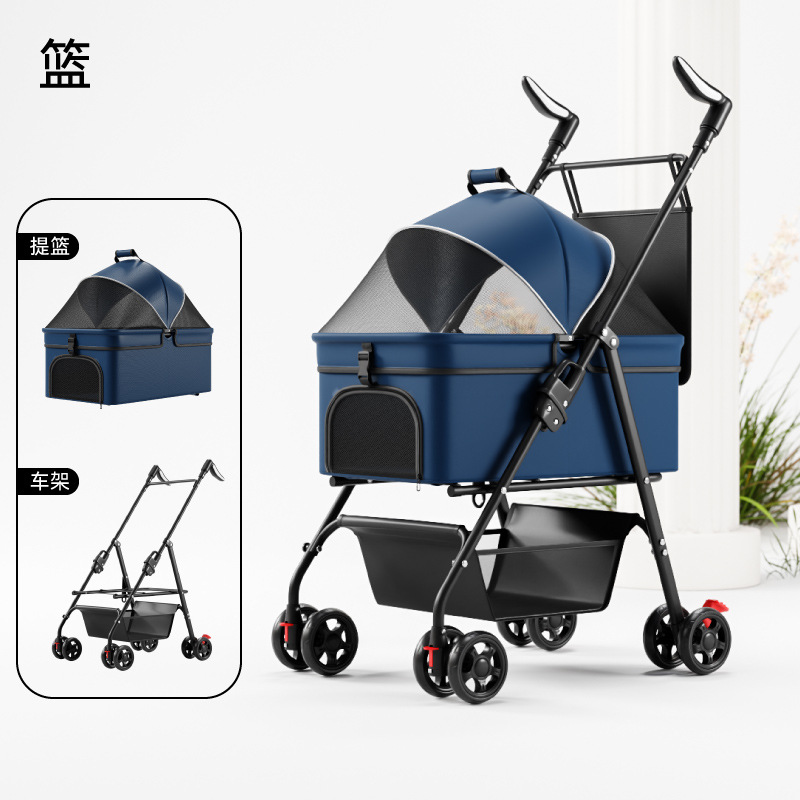 Cochecito Plegable para Mascotas de Metal Desmontable para Perros y Gatos