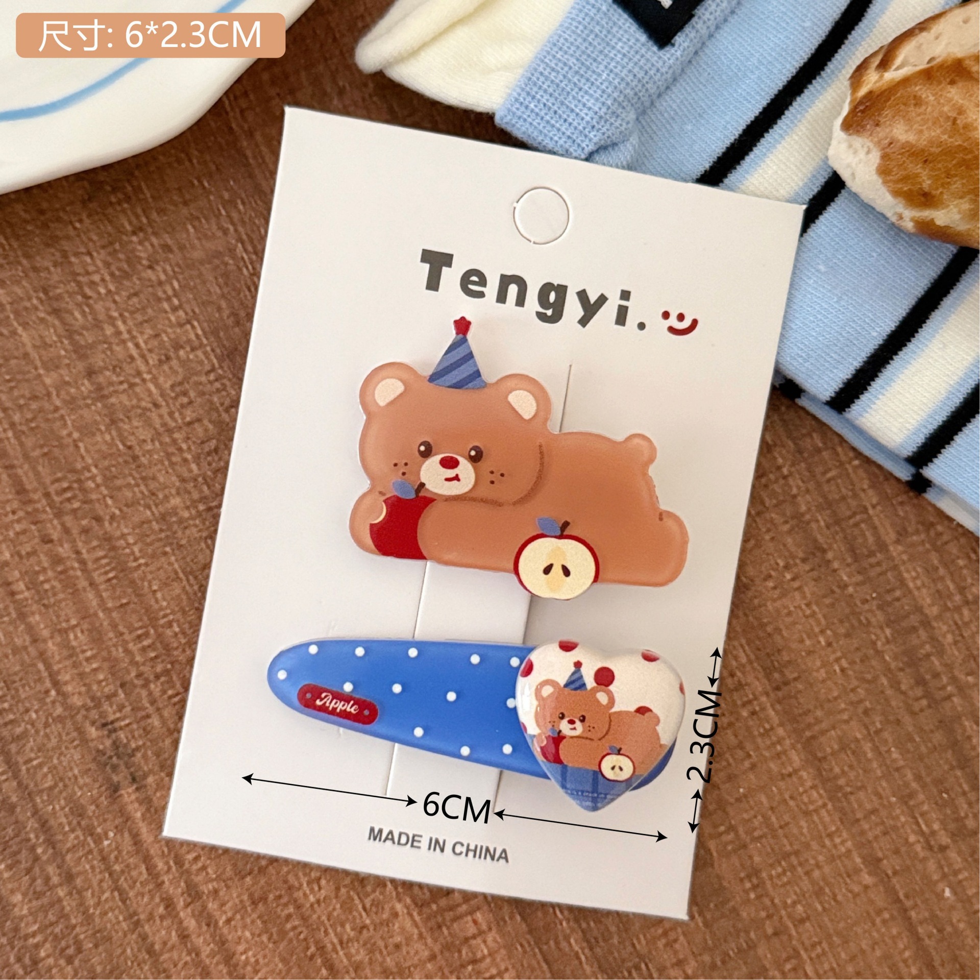 Diversión de dibujos animados oso acrílico clip de pelo dulce chica clip de boca de pato alto valor facial universal clip de pelo para niños adornos de cabello para mujeres