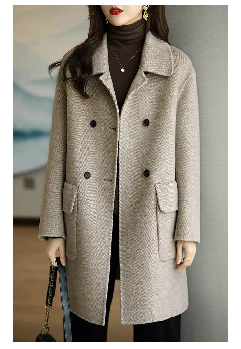 Woolen coat women, demi‑season fitted jacket, Korean style, increased thickness