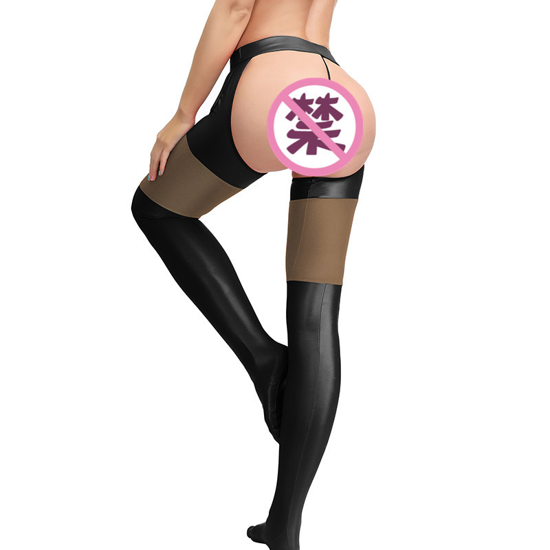 Comercio exterior europeo y americano sexy medias imitación cuero malla costura sexy muslo calcetines Amazon wish80565