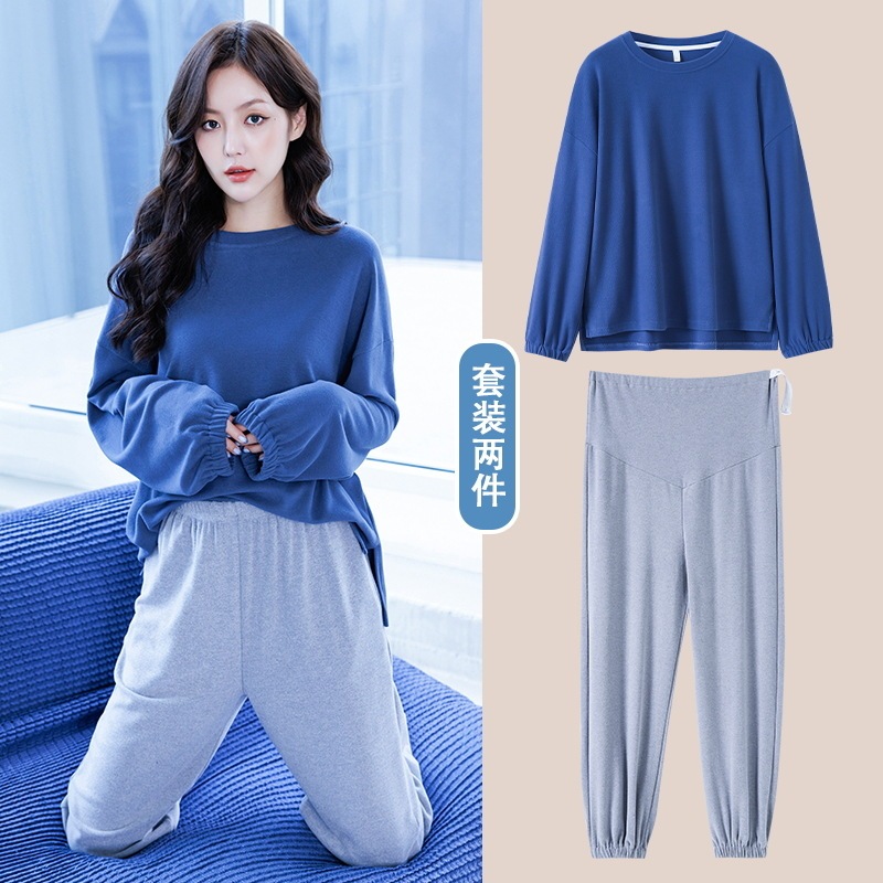 Maternity Wear 2024 Double-Sided Thermal Velvet New Women's Autumn and Winter Long-Sleeve Loungewear Set for Warmth and Heat Retention during Pregnancy