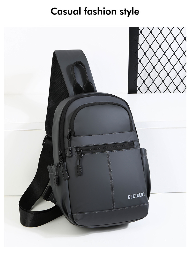 New men's chest bag, casual large-capacity single-shoulder crossbody bag, Korean-style motorcycle bag, water-resistant trendy backpack, cross-border undefined