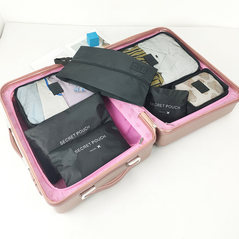 Ropa transfronteriza Bolsa de almacenamiento de viaje de 7 piezas Bolsa de lavado de clasificación de ropa interior Bolsa de almacenamiento de siete u ocho piezas Bolsa de zapatos