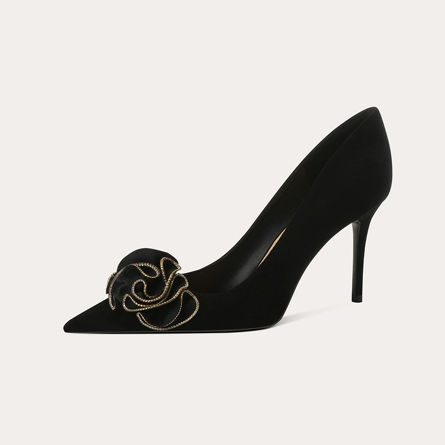 Black colored dress, 2023 collection, flowered