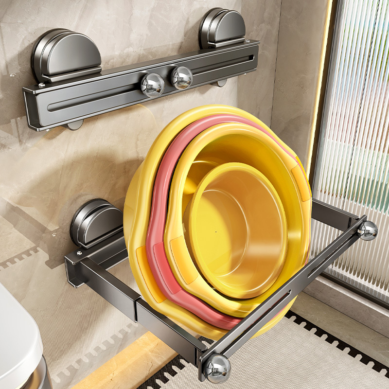 Bathroom Invisible Telescopic Basin Storage Rack Suction Cup Folding Storage Rack Bathroom Toilet Foot Basin Basin Storage Rack