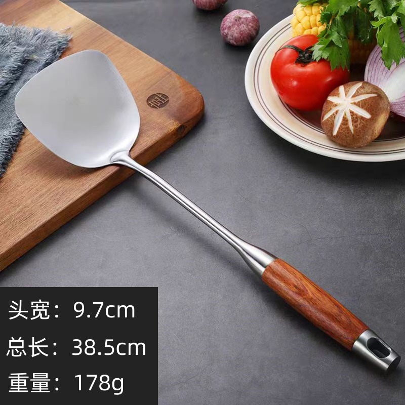 304 Palisandro Palo Palo Palo de cocina de acero inoxidable para el hogar Cuchara Cuchara Anti-escaldado Mango hueco Palo Palo Juego de utensilios de cocina