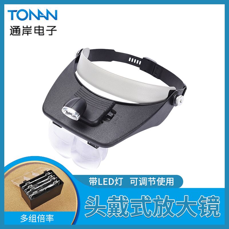 厂家批发 头戴式/头盔带LED灯阅读放大镜四种倍数一件起批81001-A