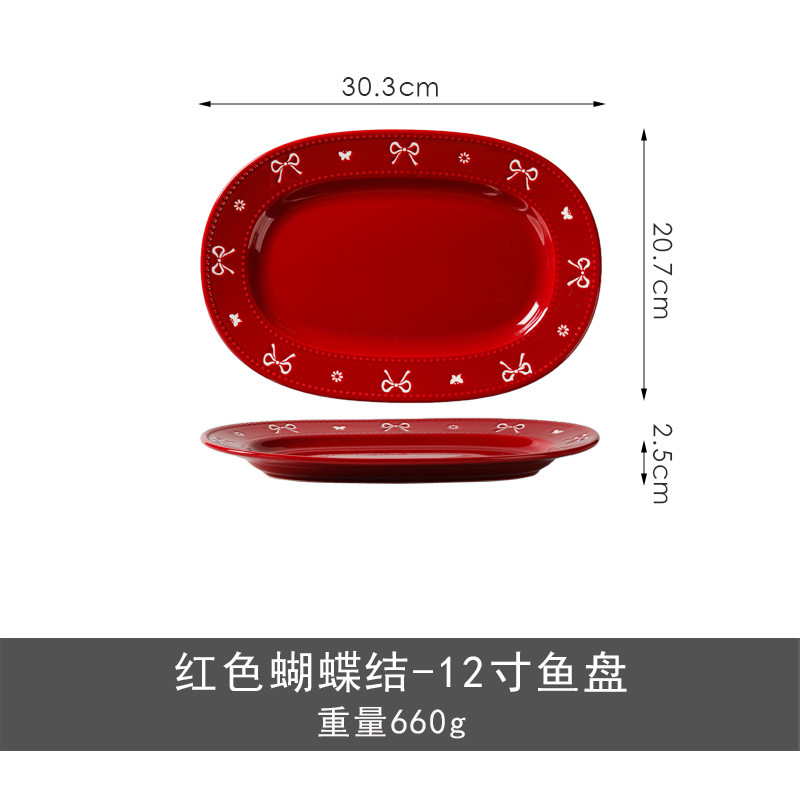 蝶結びの新しい陶器食器、見栄えの良い丼、両耳スープボウル、家庭用陶器ボウルと皿、インスタイル|undefined