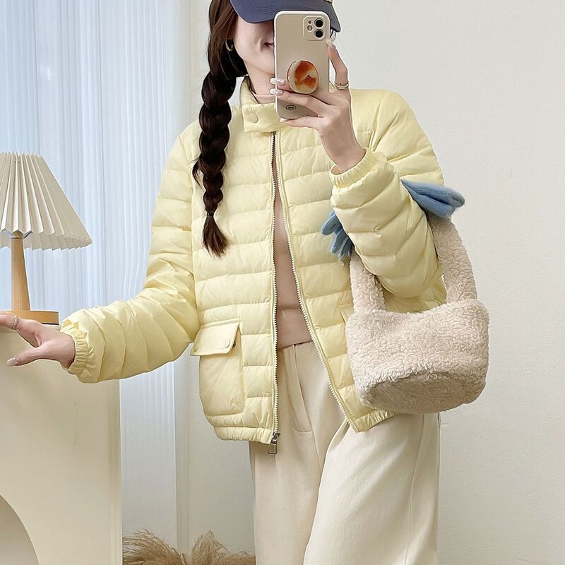 秋冬2025年新款轻薄羽绒服女立领短款显瘦小个子90白鸭绒保暖外套|undefined