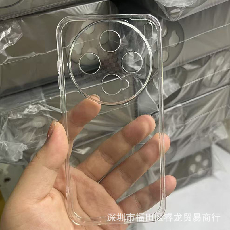 For vivo X200 mobile phone case transparent X200PRO straight edge MINI all-inclusive soft case rubber case groove glue drop