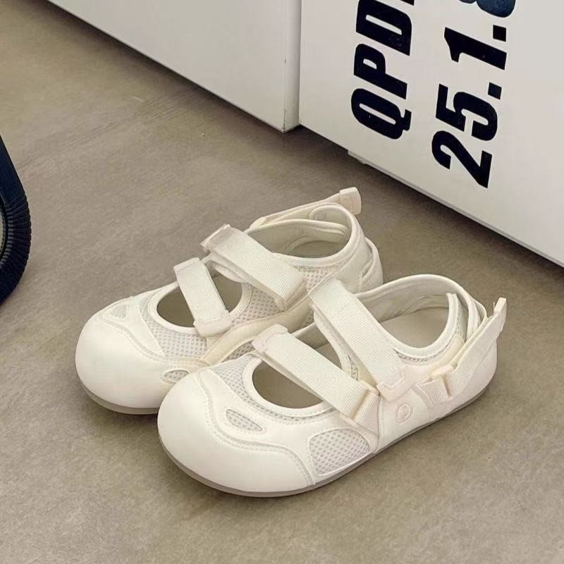 2026 verano nuevo versátil y cómodo con falda con zapatos de velcro de zapatos blancos de moda zapatos de mujer