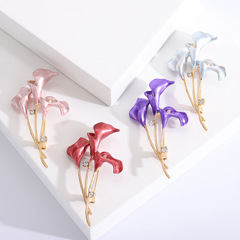 新款文藝花卉胸針簡約時尚琺瑯滴油鬱金香胸花溫柔小清新服裝配飾