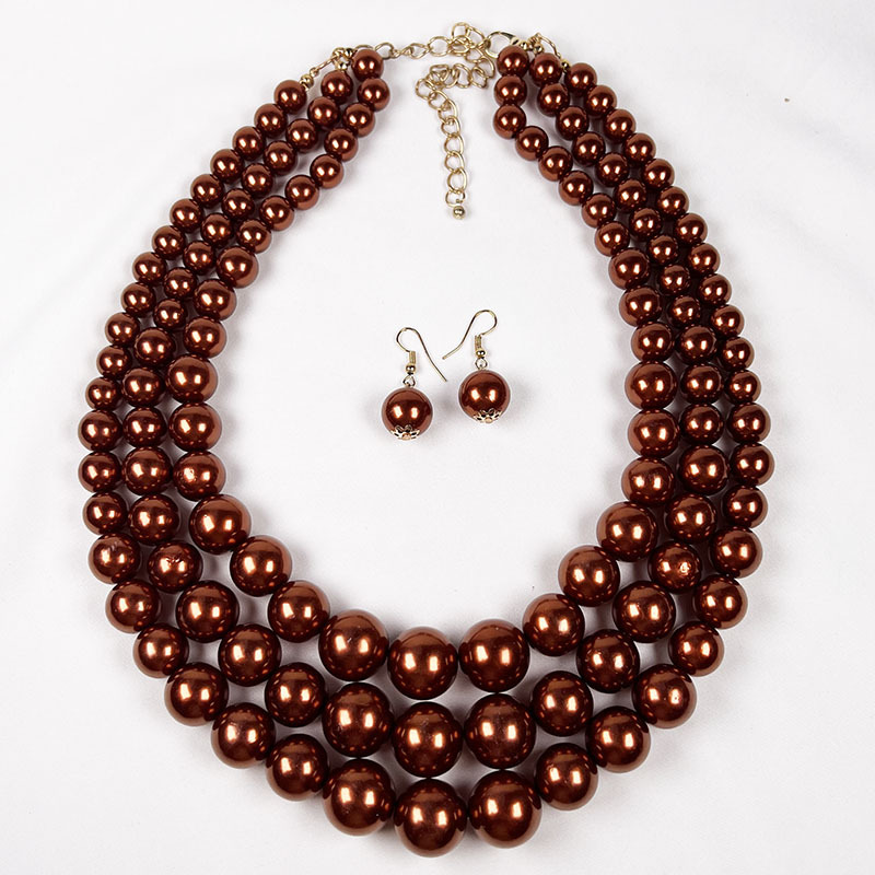150g Weight Earrings, Necklace Classification 1 Set Quantity Banquet, Cocktail Party Occasion Imitation Pearl Material Pearl Pattern Women's Gender Round Design Glam, Exaggerated Style Glam Exaggerated Pearl Imitation Pearl Round Women's Earrings Necklace 21