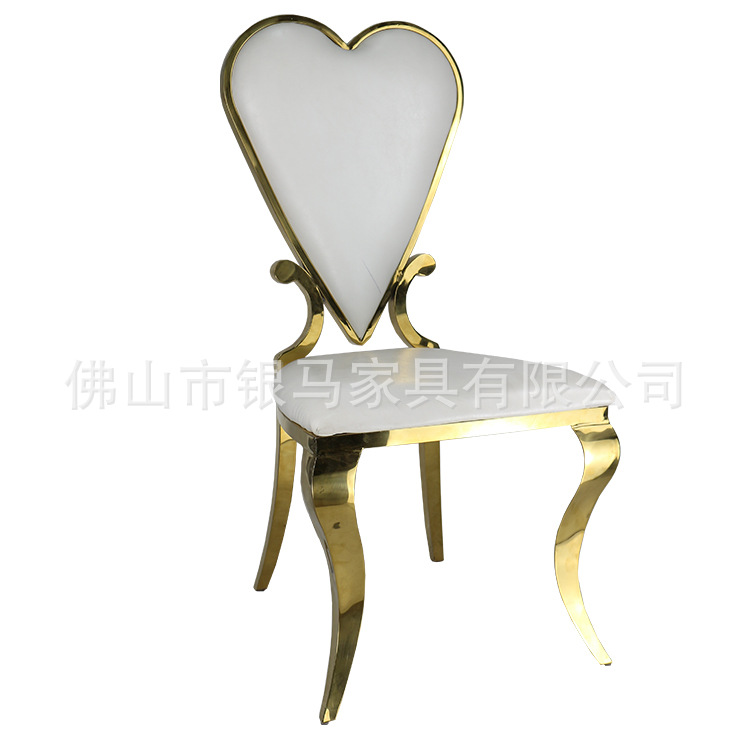 Fábrica al por mayor Hotel banquete boda comedor silla boda galvanoplastia Silla de acero inoxidable Bolsa De Oro suave Silla de comedor de cuero