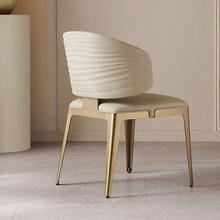 轻奢高级感餐椅别墅酒店设计师款椅子意式休闲椅家用不锈钢靠背椅