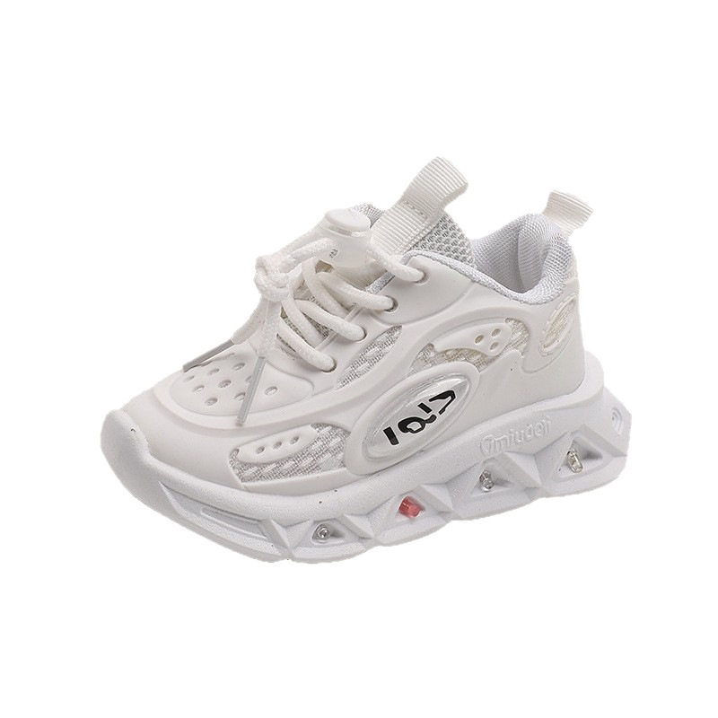 Led Light-Up Sneakers For Kids - Breathable Mesh Running Shoes With Flashing Lights, Soft Sole For Toddlers & Children (Black/White/Pink/Green)_voghion.com