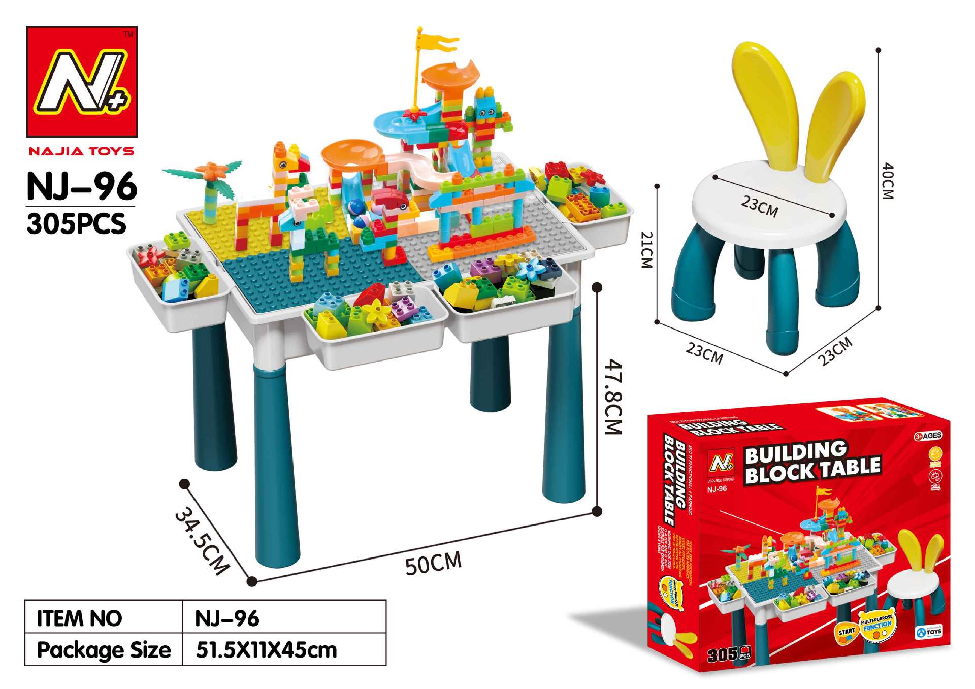 Mesa de bloques de construcción para niños multifunción grande compatible con Lego granular ensamblado juguetes educativos para niños y niñas al por mayor transfronterizo