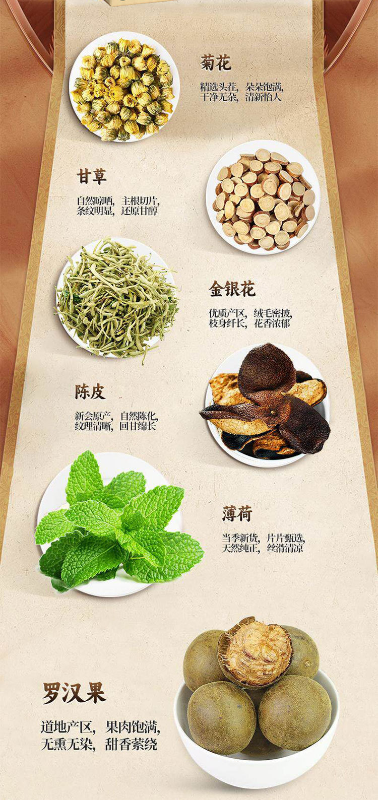 Cantonese Herbal Tea Bags 35g Cold Brew Flower Tea Blend with Chrysanthemum Honeysuckle and Luo Han Guo in use
