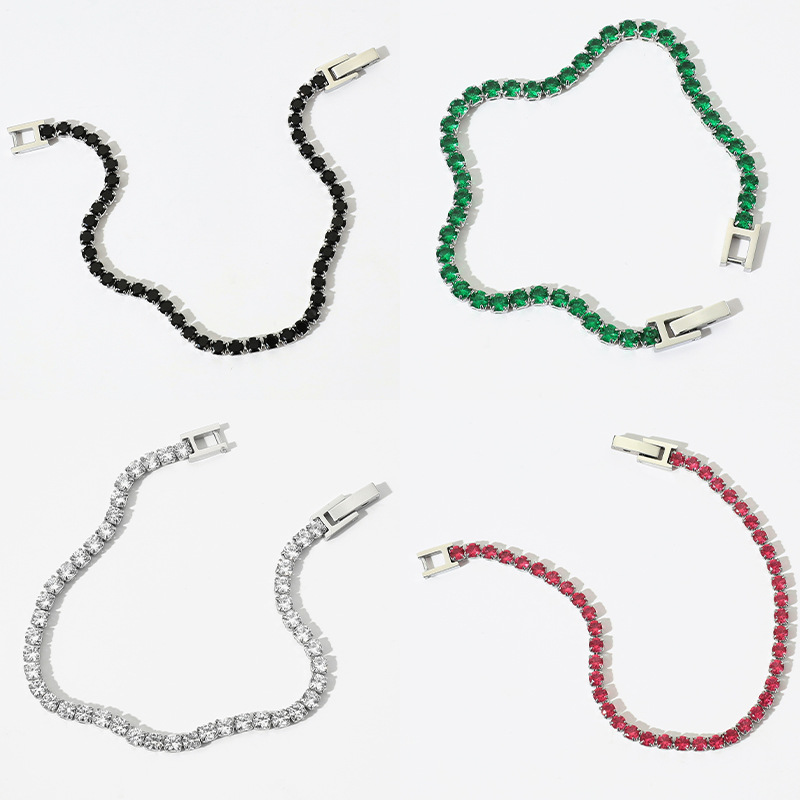 Zircon Inlay Material Bracelets Classification 304 Stainless Steel Chain Material 1 Piece Quantity Street Occasion PVD Coated Real Gold Plated 16K Gold White Gold Plated Gold Plating Solid Color 304 Stainless Steel Modern Style Waterproof Non Tarnish 304 Stainless Steel Bracelets