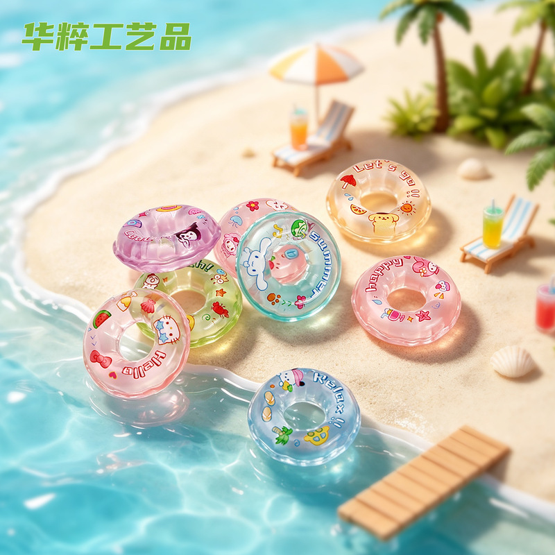 Miniature landscape, creative summer-themed Kitty cat swimming ring, beach decoration, DIY ornaments, hanging accessories, small figurines Miniature landscape, creative summer-themed Kitty cat swimming ring, beach decoration, DIY ornaments, hanging accessories, small figurines