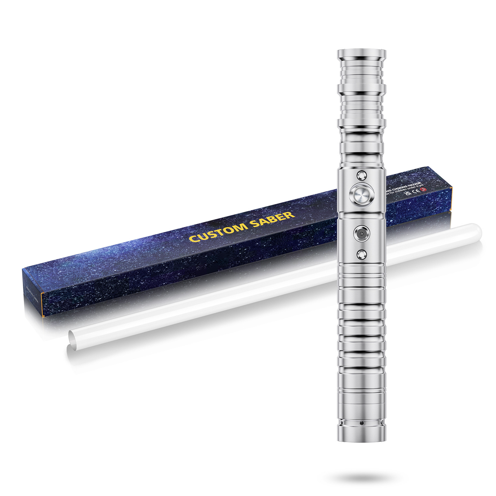 En stock al por mayor espada láser de metal juguete luminoso palo de luz que cambia de color regalo para niños espada de luz retráctil dos en uno