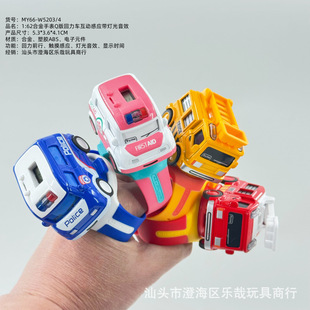 Alloy Huili Watch Car Interactive Induction Light Sound Effect Children Fire Engineering Ambulance Police Car Model Toy Car