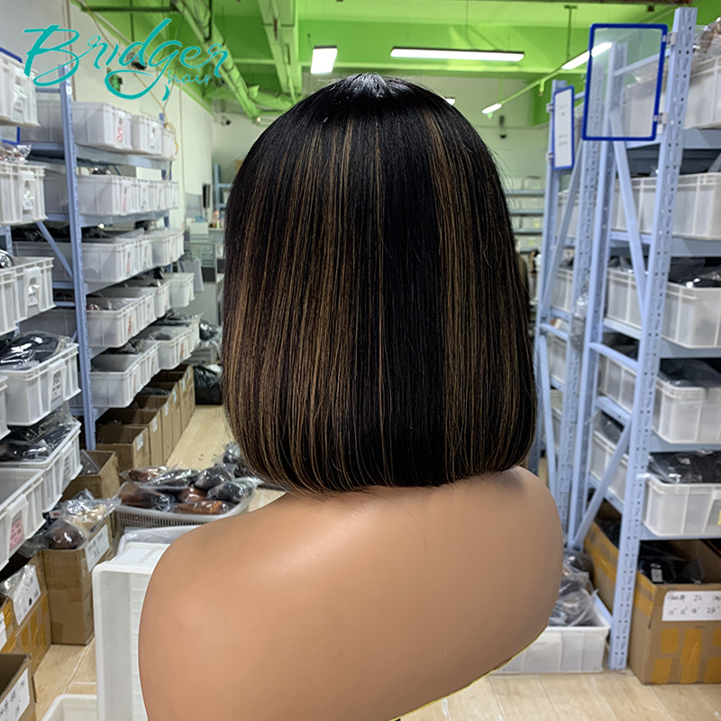 Full Mechanism Hoofddeksel P1b/8Highlight Rechte Bob Bang Menselijk Haar pruiken_voghion.com