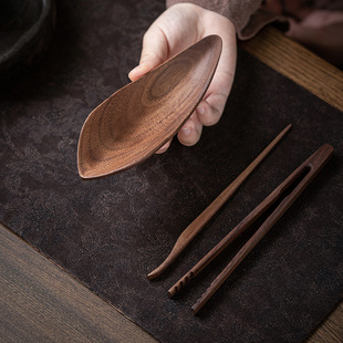 Ask Cang Grass Ash Tea Tea Set Home Retro Solid Wood Awakening Tea Lotus Appreciation Tea Spoon Tea Shovel Tea Ceremony Accessories