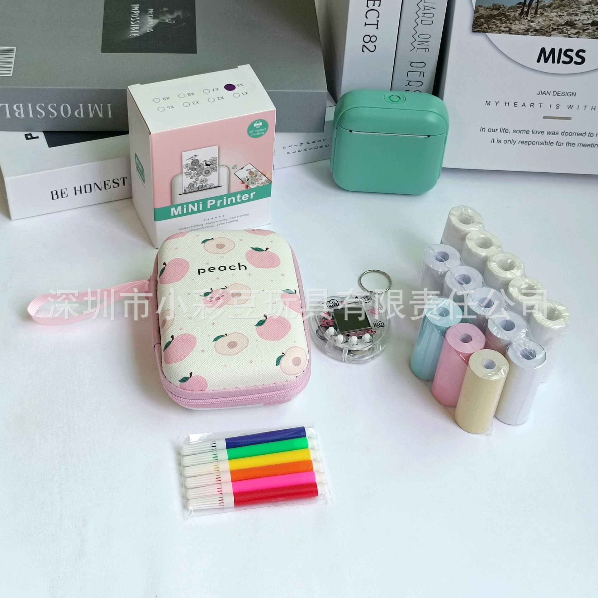 TFDX6 녹색 + 감열지 5개 + 접착지 5개 + 색종이 3개 + 색펜 + 가방 + 전자 애완동물