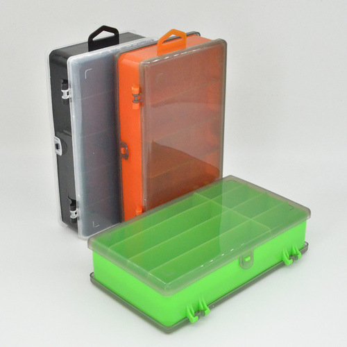 [Manufacturer wholesale] Five-color transparent plastic lure box lure fishing gear accessories tools double-sided thirteen grid bait box