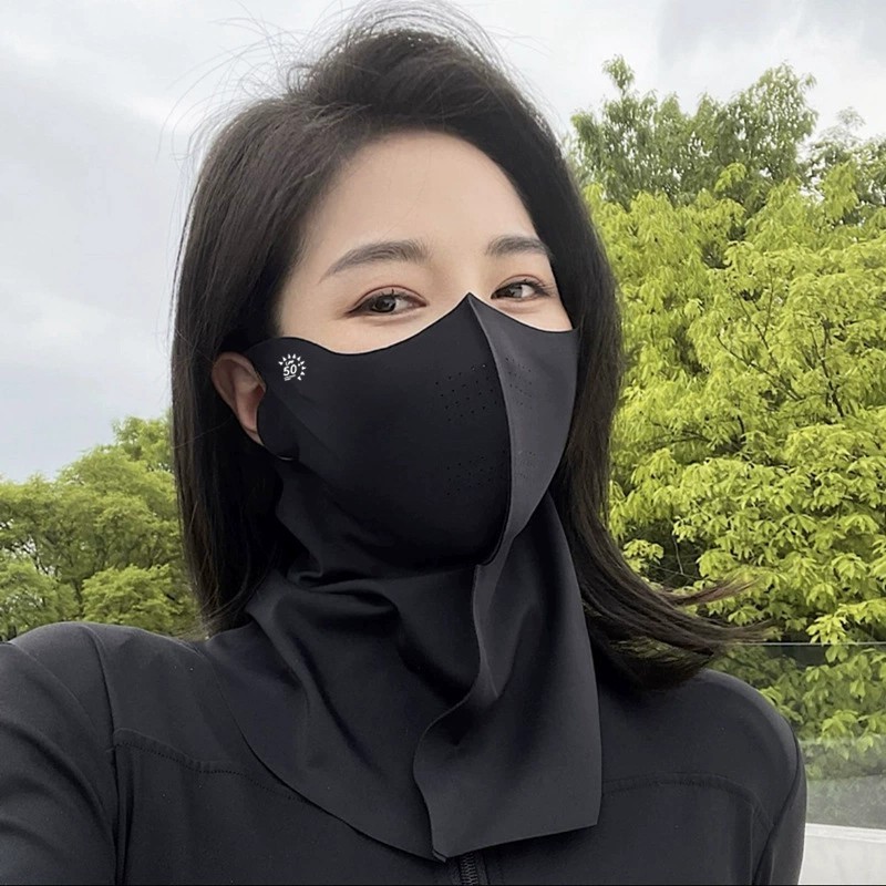 首をカバーする高見え日焼け止めマスク、夏用紫外線防止ネックプロテクター、女性用一体型アイスシルクフルフェイスサンシェード夏|undefined