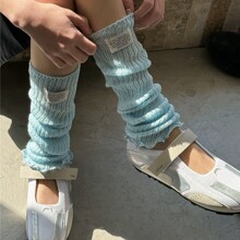 多巴胺布标粉色袜子女堆堆袜套春夏薄款灰色小腿袜镂空纯色jk腿套