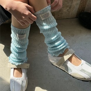 Dopamine cloth label pink socks women's pile socks spring and summer thin gray calf socks hollow solid color jk leg sets