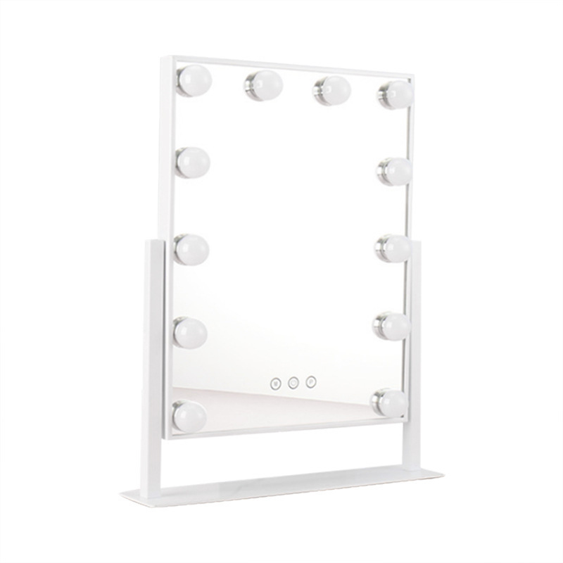 Espejo de escritorio Lámpara led de escritorio Tres colores ajustable con luz de relleno de bombilla 12 luz espejo de maquillaje espejo de maquillaje de belleza táctil