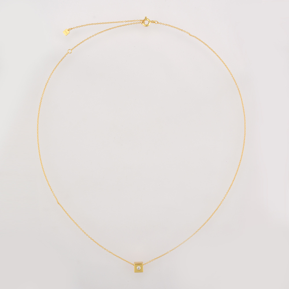 925 sterling silver Chain Material cable chain Chain Type 1 Piece Quantity 925 Sterling Silver Zircon Cable Chain Plating Inlay Square Necklace