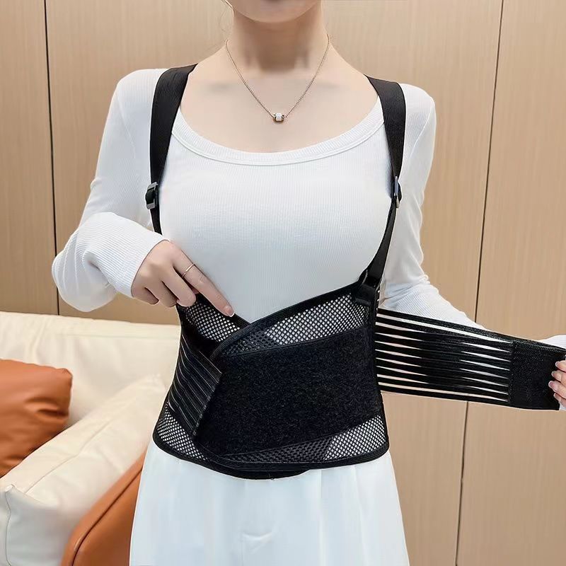作業用ベルト、通気性のある鋼板サポート、腰と肩を保護、滑り止めと脱落防止、ストラップタイプの腰椎固定ベルト|undefined