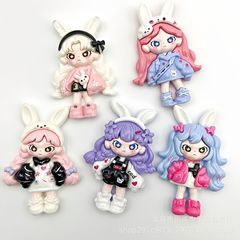大きいサイズのウサギの耳の女の子の漫画の明るい顔のdiyの手作りの樹脂の部品のクリームのゴムの各種のアクセサリの材料の卸売り