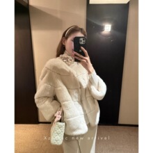 绒绒奶兔矜贵少女氛围西班牙进口獭兔毛皮草2025冬季新款毛毛外套