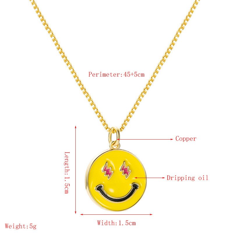 Korean Smiley Face Copper Drop Oil Pendant Necklace display picture 1