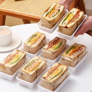 Internet Celebrity Sandwich Packaging Box Sandwich Dessert Disposable Bread Box Lunch Packaging Baking Transparent Commercial