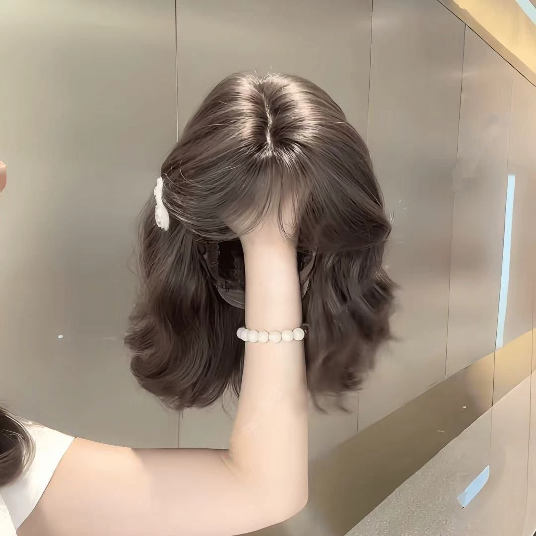 Parrucca Koni stile coreano in lana arricciata a uovo per autunno e inverno, frangia d'aria, capelli corti naturali giovanili e soffici per le donne