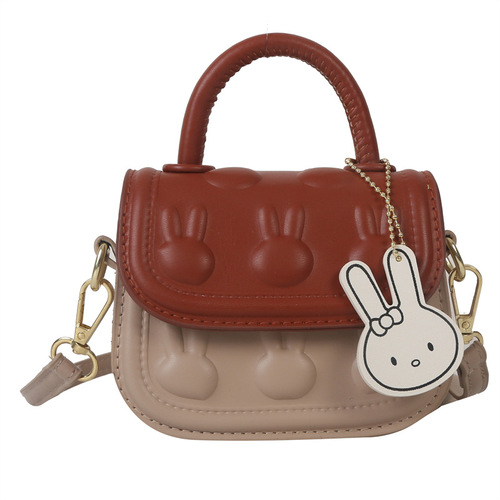 Children's Mini Square Bag Girls Fashion Handbag Accessories Bag Fashionable Girls Cute Rabbit Print Shoulder Bag