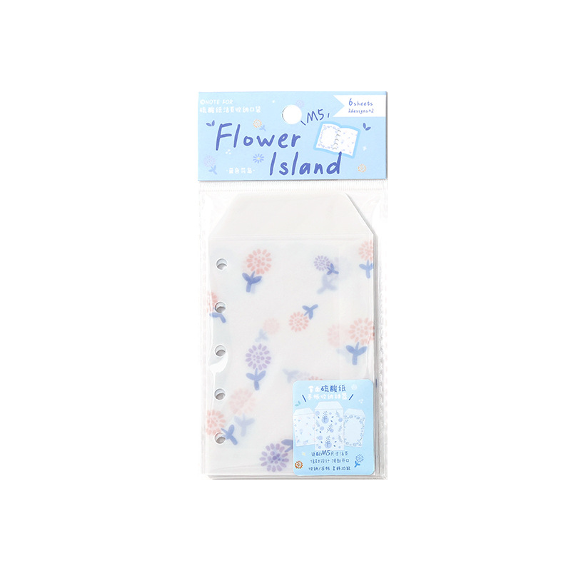 NOTE FOR Bolsillo de almacenamiento de hojas sueltas de papel de ácido sulfúrico Little Spring Day Series M5/A7 Bolsa de almacenamiento de sobres transparentes