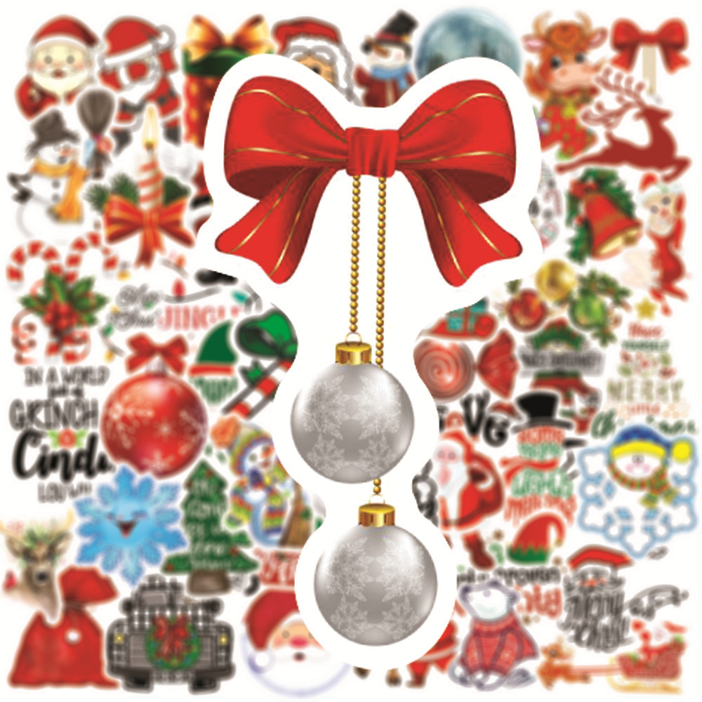 Pegatinas Decorativas De Dibujos Animados Bonitos Navidad Santa Claus Graffiti Colorido 50pcs display picture 4